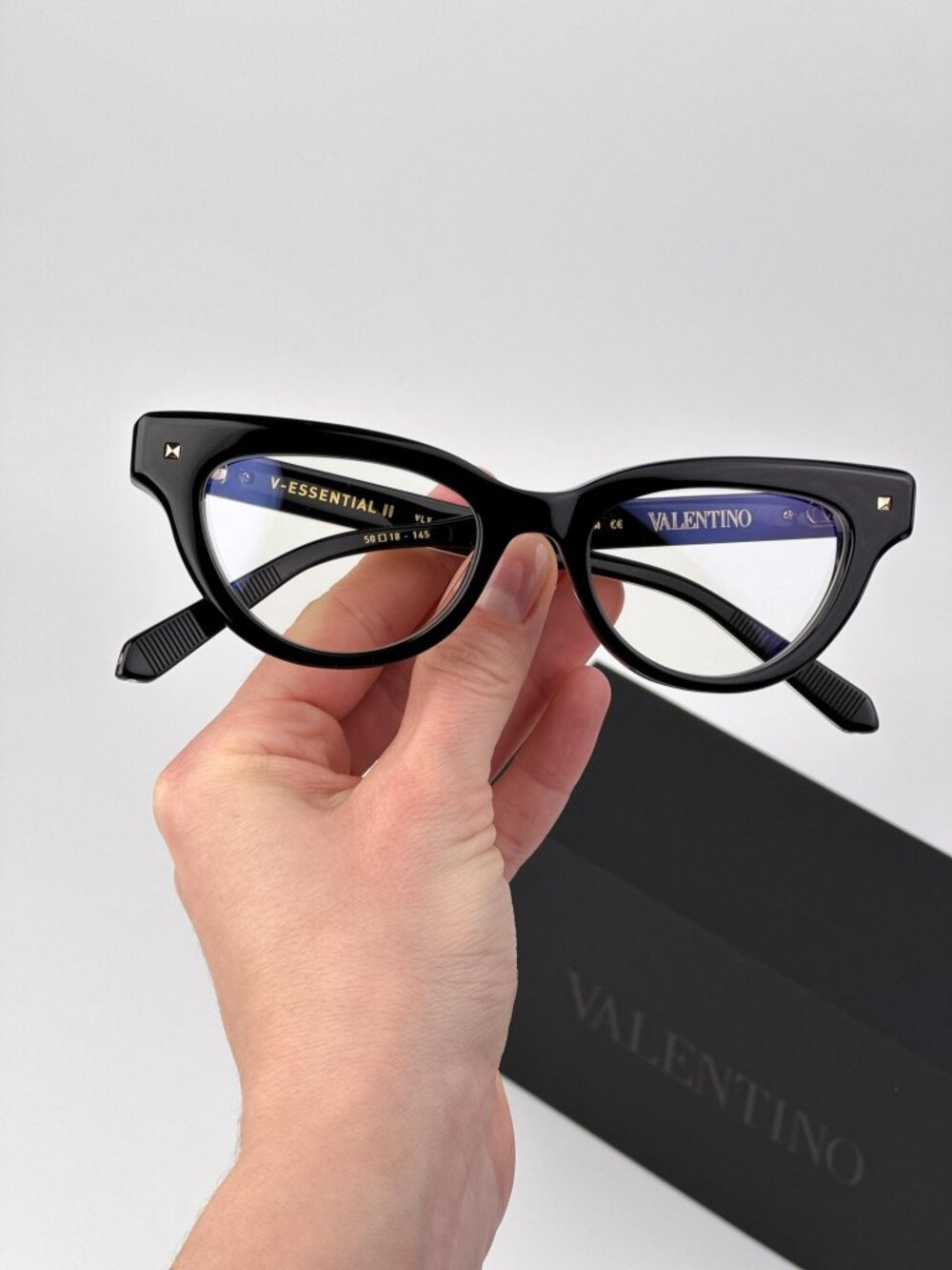 Valentino Women Eyeglasses – Shiny Black Cat Eye Frame V-ESSENTIAL II VLX-124 A